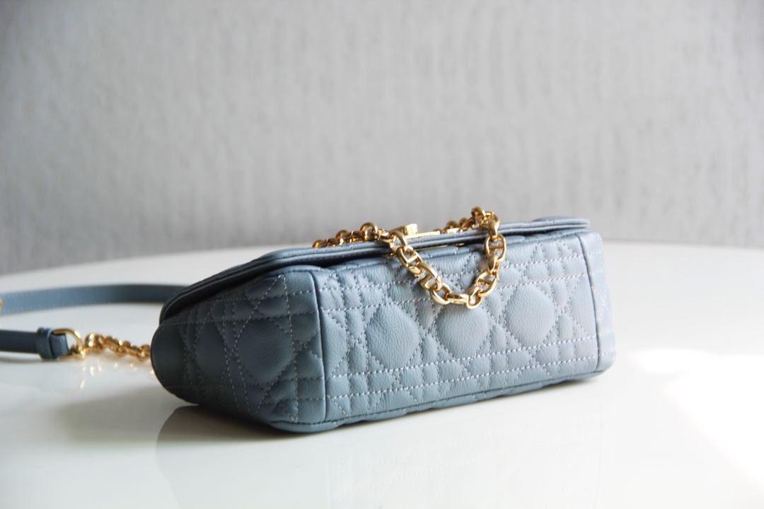 Small Dior Caro Bag Sky Blue Supple Cannage Calfskin